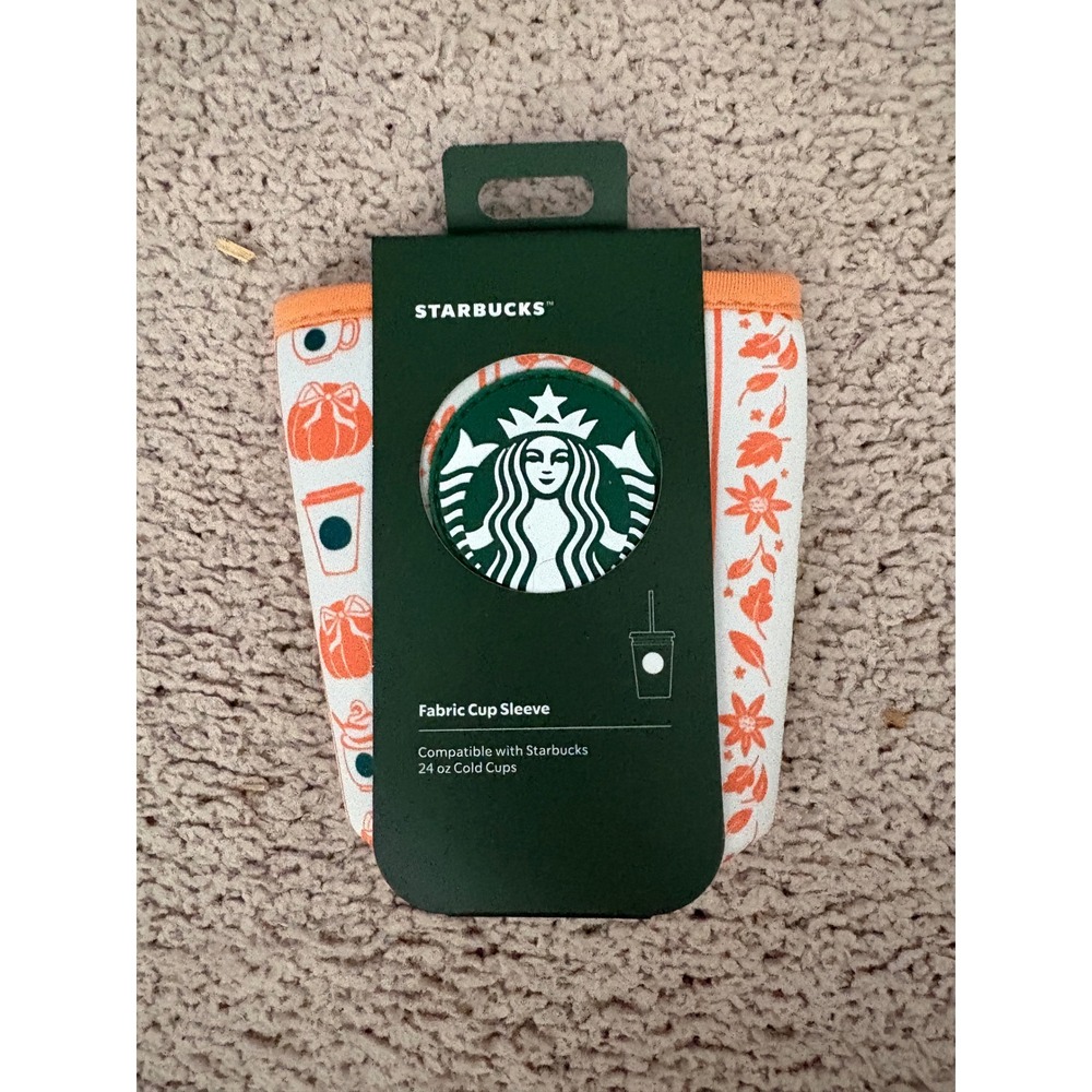 Starbucks Disney Parks Pumpkin Spice Fabric Cup Sleeve 24oz Cold Cup Neoprene